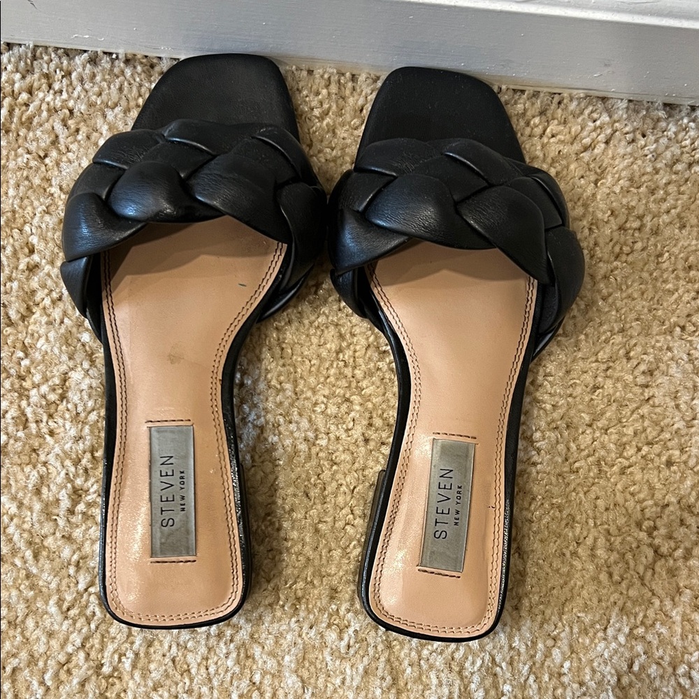 Seven7 Black Braided Leather Sandals